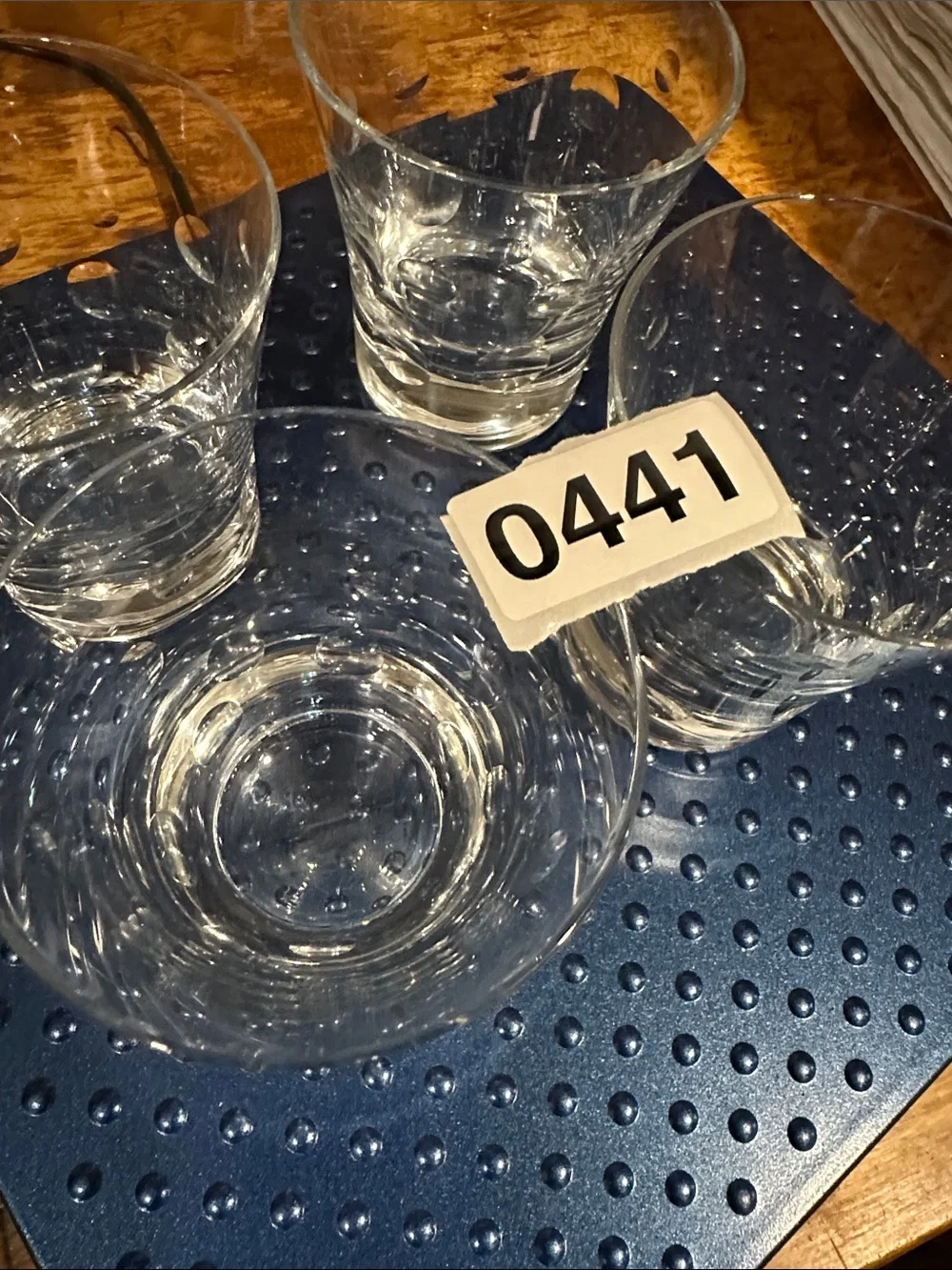 Sasaki Focus Juice Glasses Set of 4 Crystal Cut Oval Barware EUC
